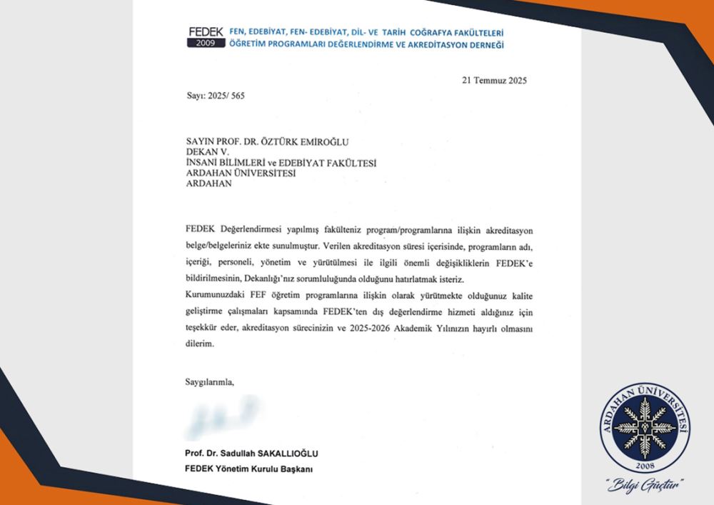 Üniversitemizin Coğrafya, Tarih ve Türk Dili ve Edebiyatı Programları FEDEK Tarafından Akredite Edildi