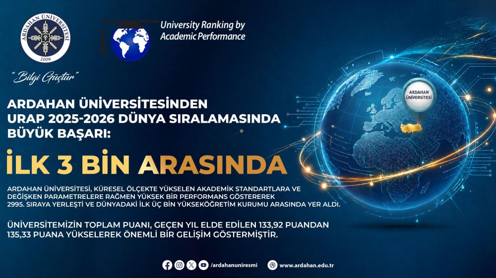 Great Success from Ardahan University in URAP 2025-2026 World Ranking: The First 3 Thousand Of